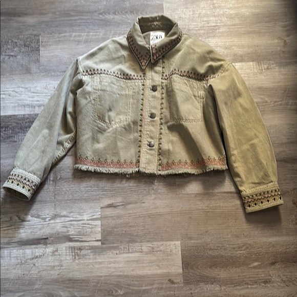 Zara Embroidered Denim Jacket - Picture 2 of 6